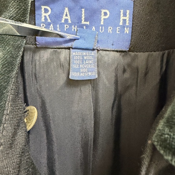 Ralph Lauren Vintage Wool Coat Jacket Velvet Collar USA Union Tag Black Size 4 - Picture 10 of 11